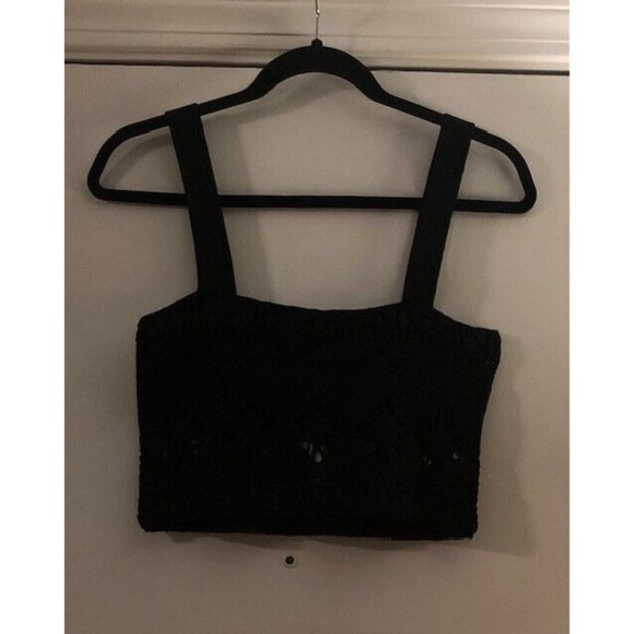 NWT $265 MAJE BLACK CROCHET KNIT TOP  SIZE 1 US SMALL - Picture 7 of 9